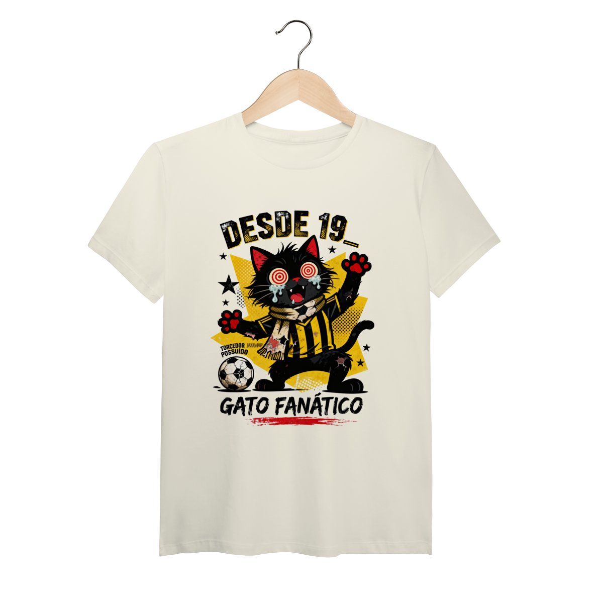 Camiseta Torcedor Possuído - Gato Fanático Futebol Retrô