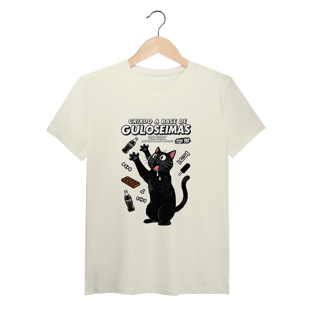 Camiseta Criado Base Guloseimas Gato Viciado Fome Nostalgia