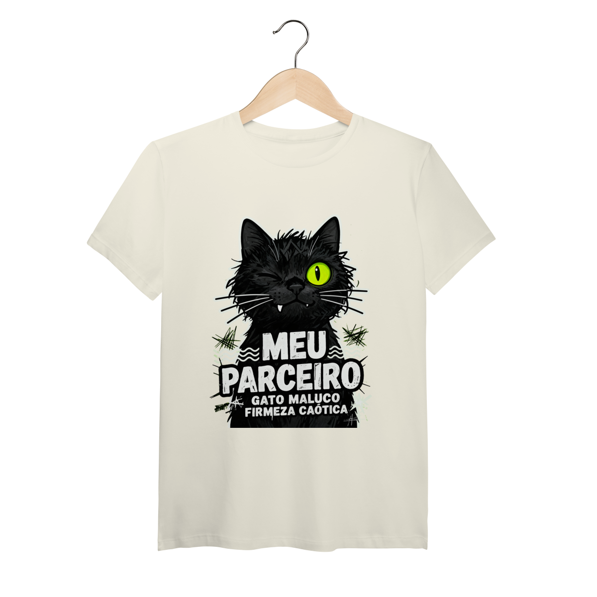 Camiseta Meu Parceiro Gato Maluco Streetwear Firmeza Caótica