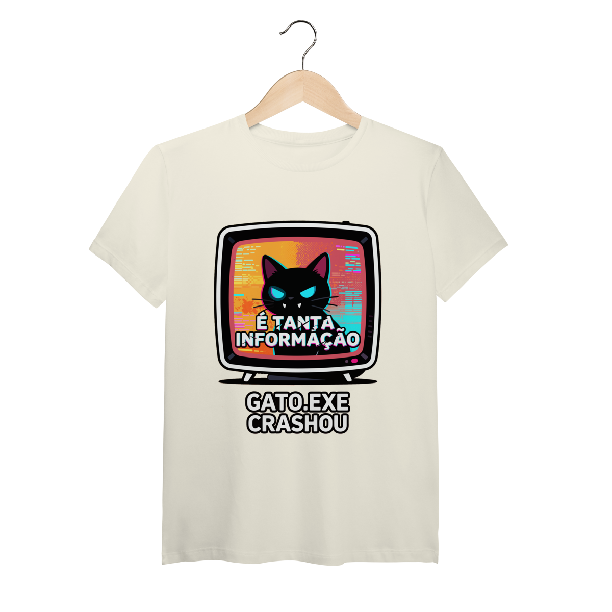 Camiseta É Tanta Informação Gato.exe Crashou Digital Demon Dicavalli Meme