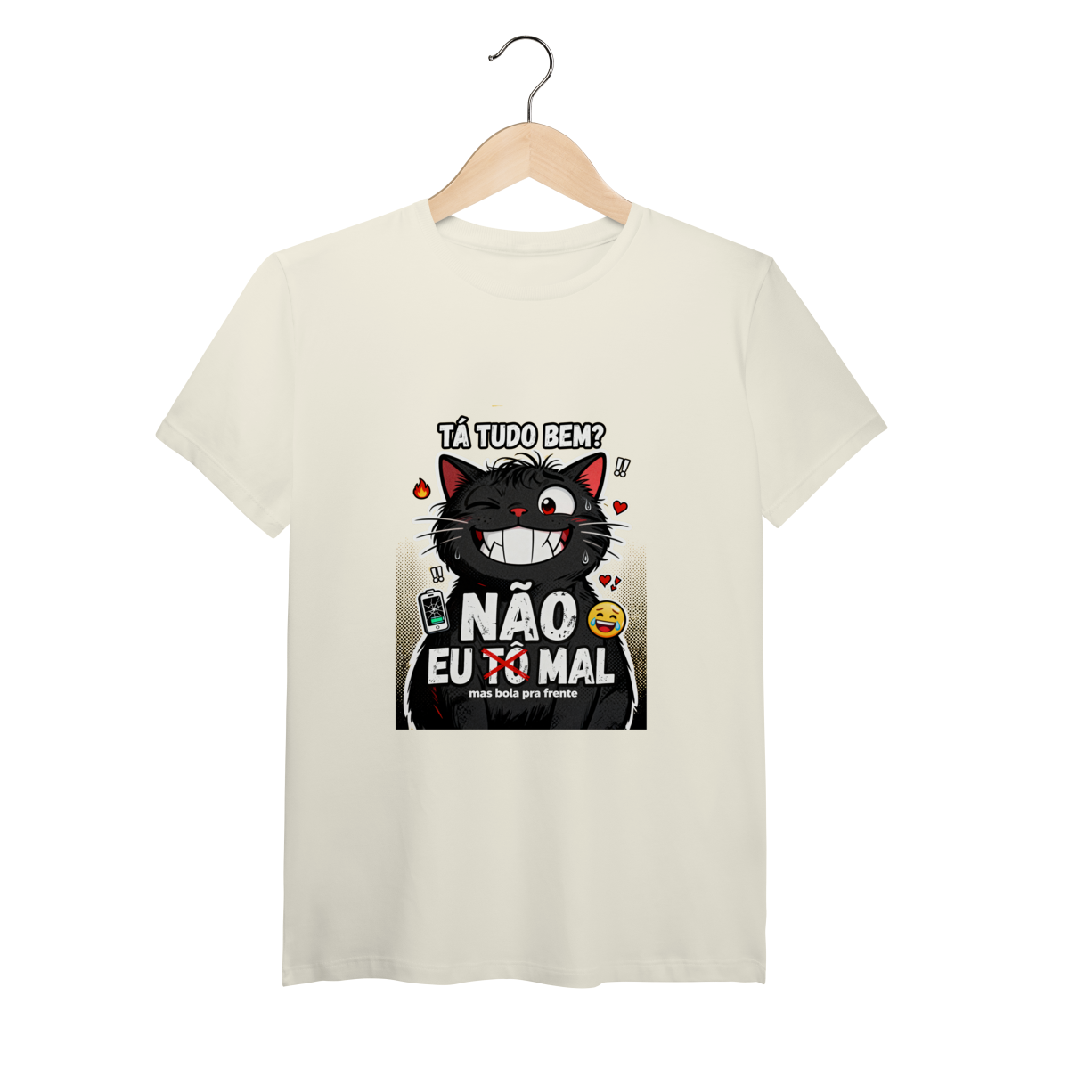 Camiseta Tá Tudo Bem Não Gato Ansioso Gen Z Mental Health