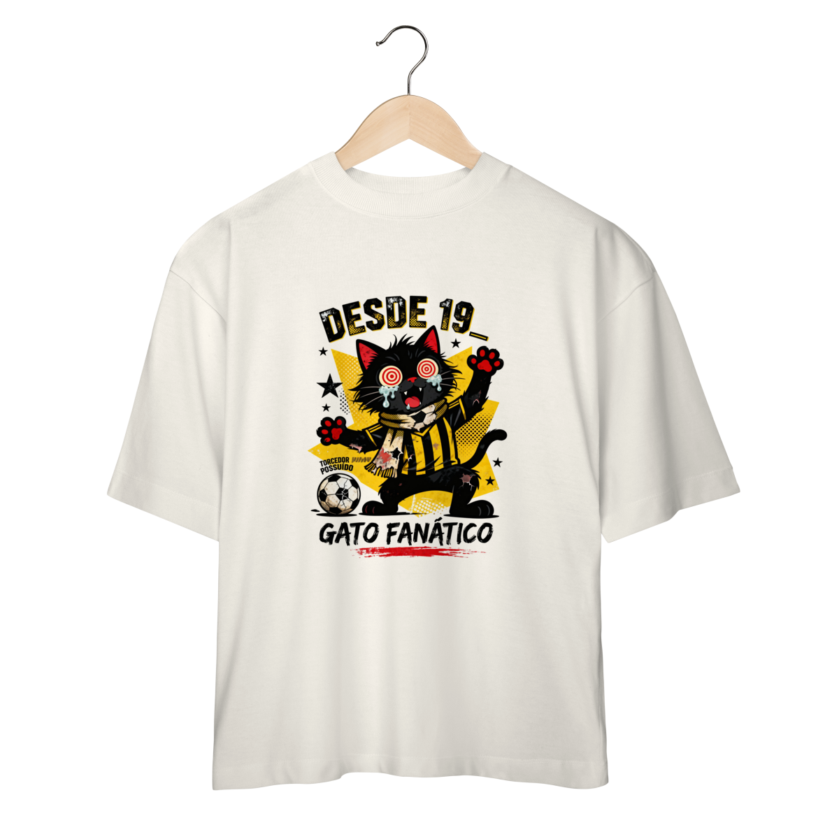 Camiseta Torcedor Possuído - Gato Fanático Futebol Retrô
