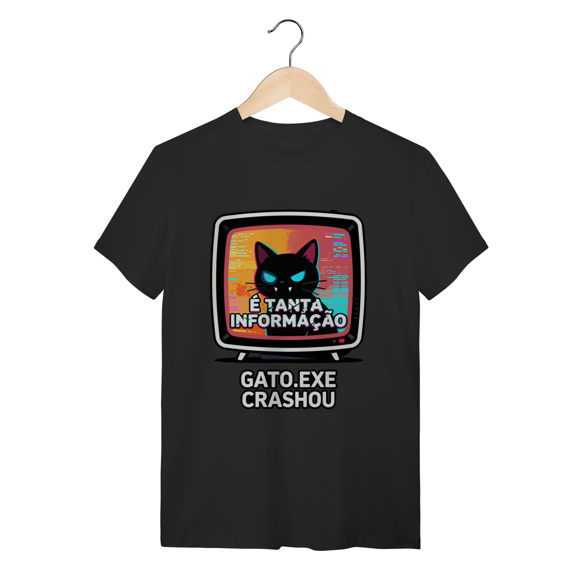 Camiseta É Tanta Informação Gato.exe Crashou Digital Demon Dicavalli Meme