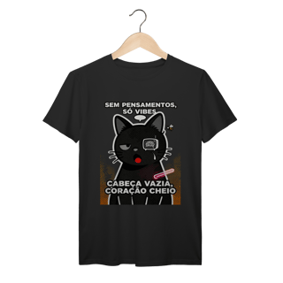 Camiseta Sem Pensamentos Só Vibes Gato Braindead Gen Z
