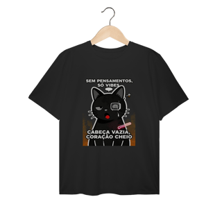 Camiseta Sem Pensamentos Só Vibes Gato Braindead Gen Z