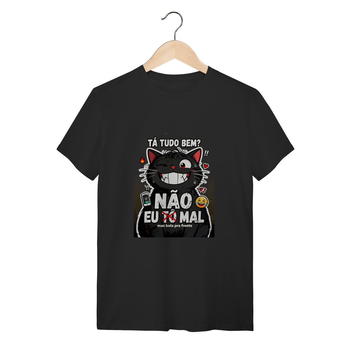 Camiseta Tá Tudo Bem Não Gato Ansioso Gen Z Mental Health