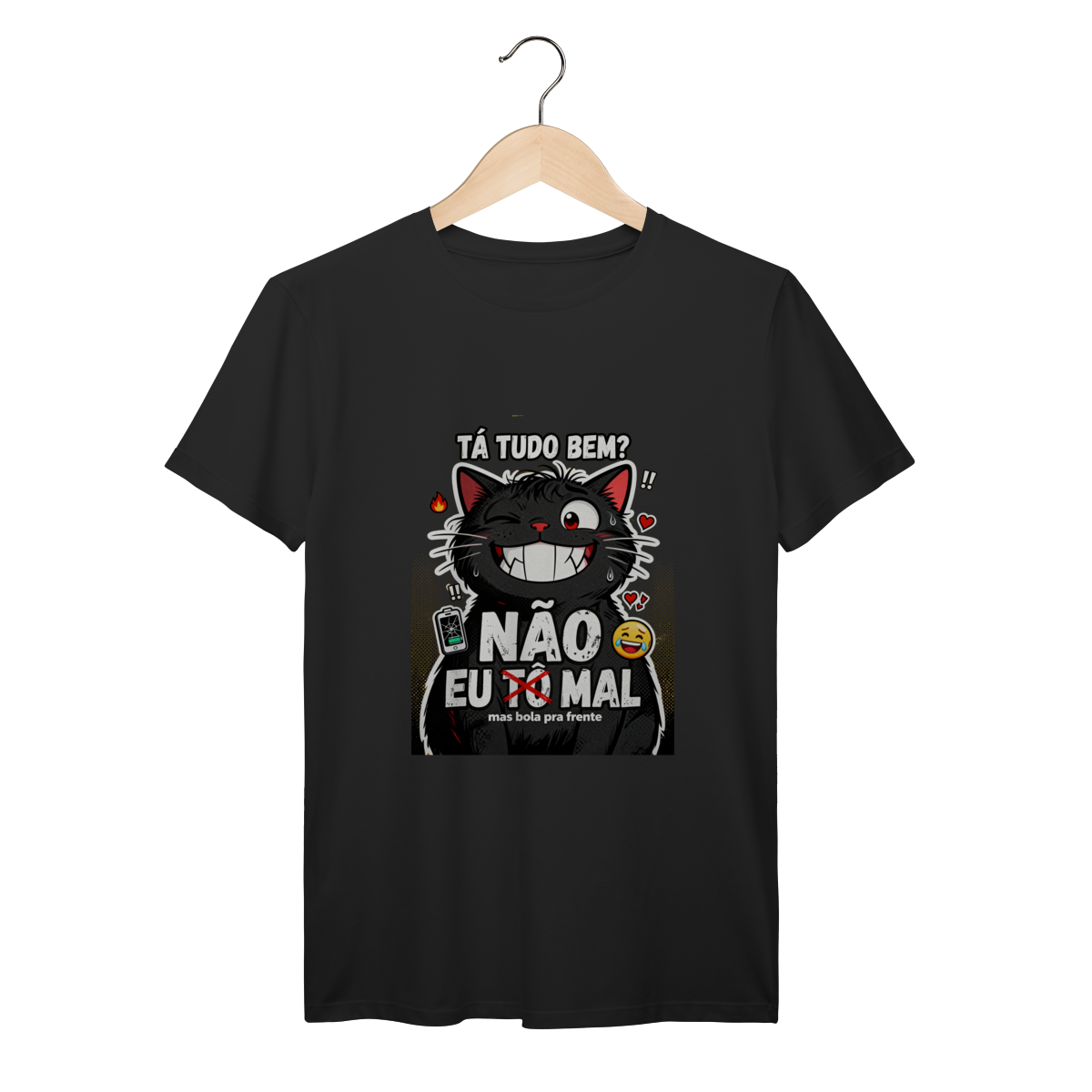Camiseta Tá Tudo Bem Não Gato Ansioso Gen Z Mental Health