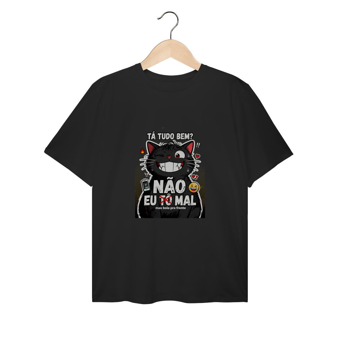 Camiseta Tá Tudo Bem Não Gato Ansioso Gen Z Mental Health