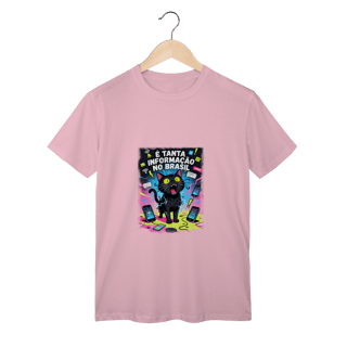 Camiseta E Tanta Informação no Brasil - Gato Preto Surtado Meme