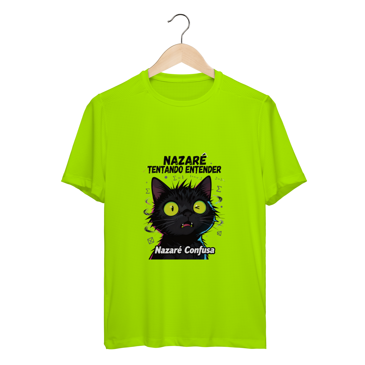Camiseta Sport UV - NAZARÉ TENTANDO ENTENDER - GATO PRETO CONFUSO