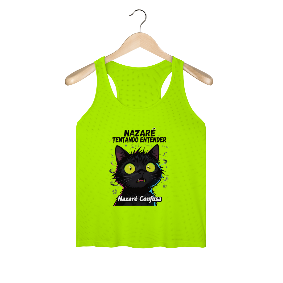 Regata Fem Sport UV - NAZARÉ TENTANDO ENTENDER - GATO PRETO CONFUSO