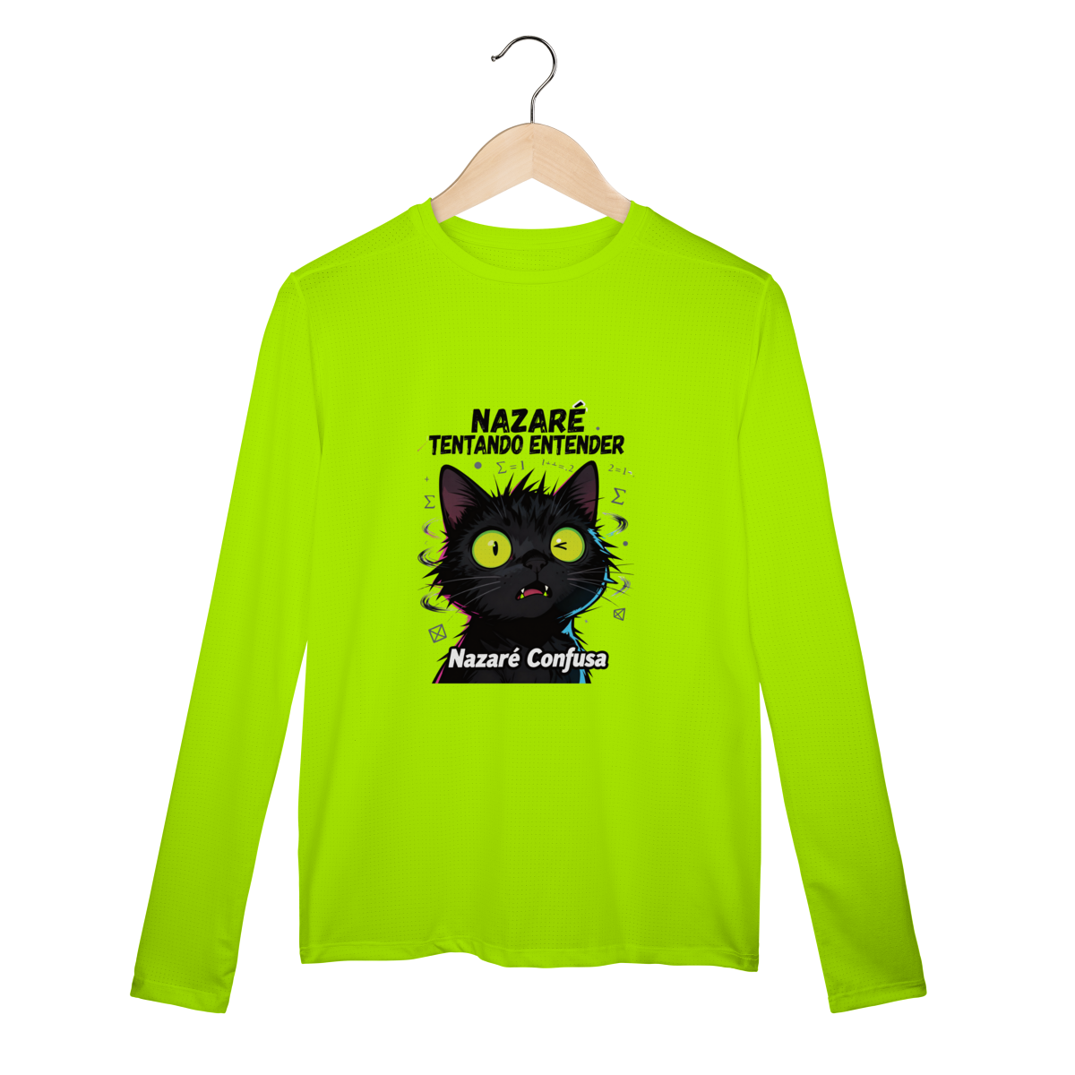 Camisa Manga Longa - NAZARÉ TENTANDO ENTENDER - GATO PRETO CONFUSO