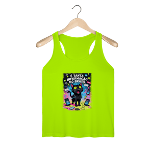 Camiseta É Tanta Informação no Brasil - Gato Preto Surtado Meme