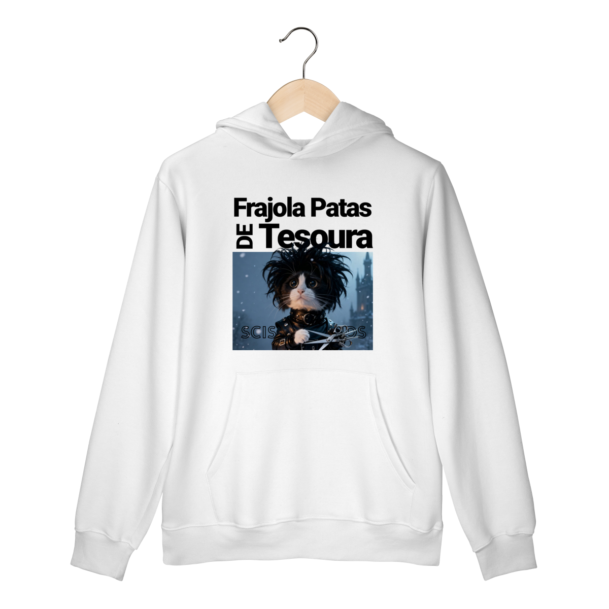 Nome do produto: Moletom com Bolso - Frajola Mãos de Tesoura