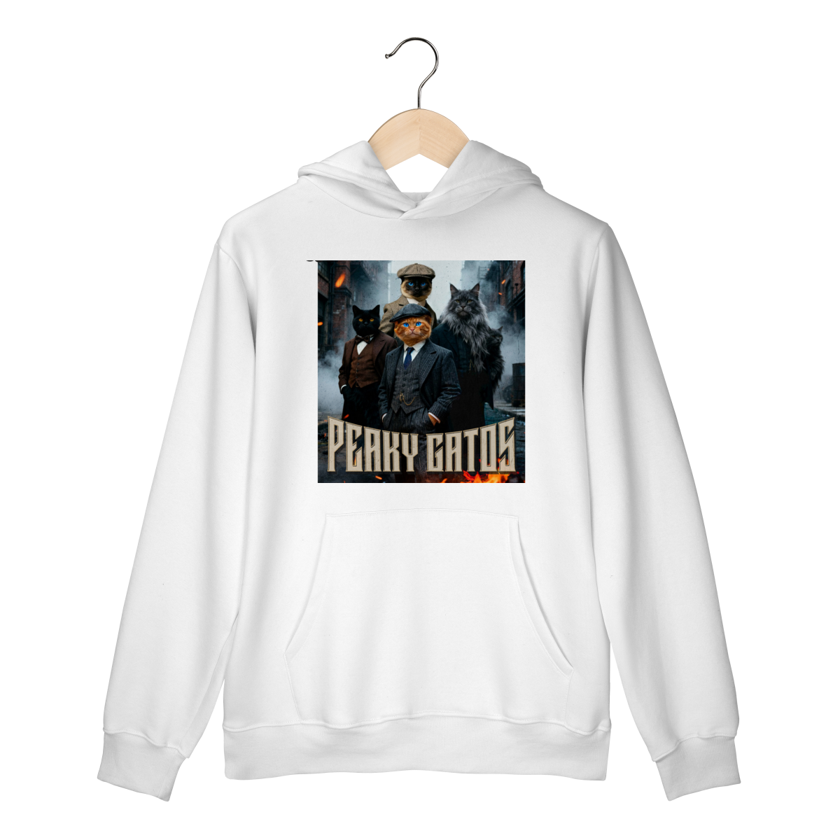 Nome do produto: Moletom com Bolso - Peaky Gatos