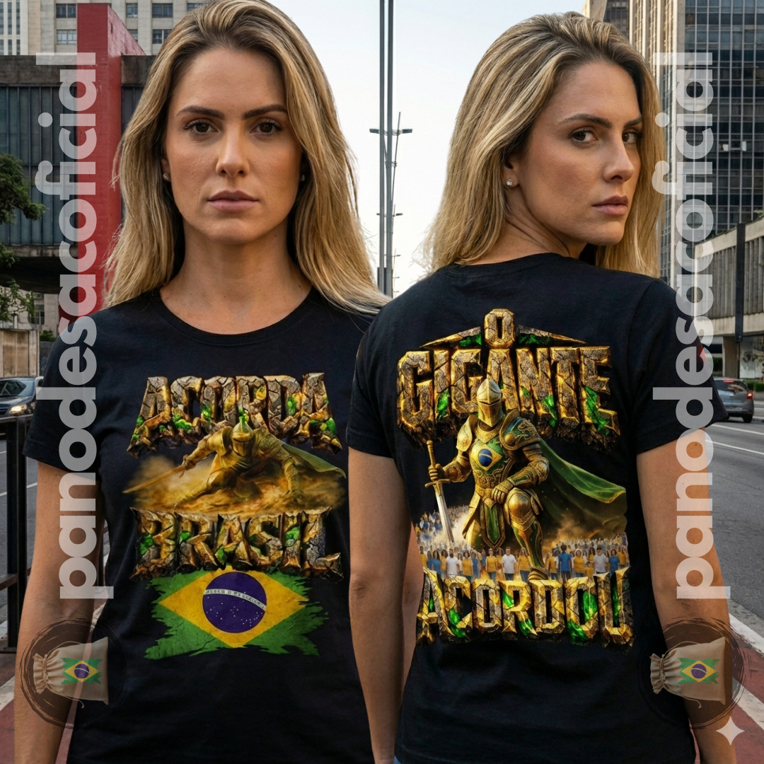 Camiseta ACORDA BRASIL, O GIGANTE ACORDOU Baby Long