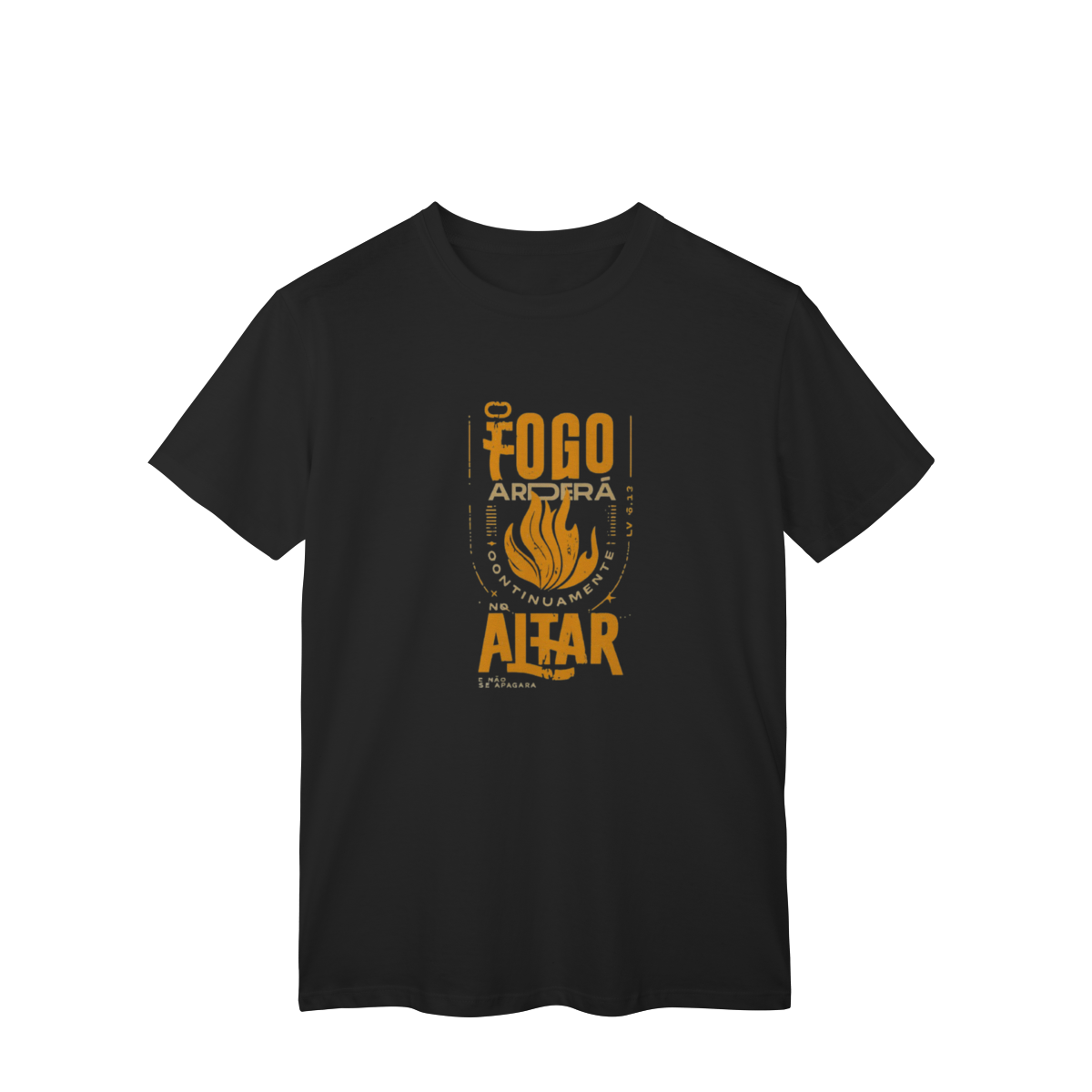Camiseta Preta “Fogo Arderá no Altar”
