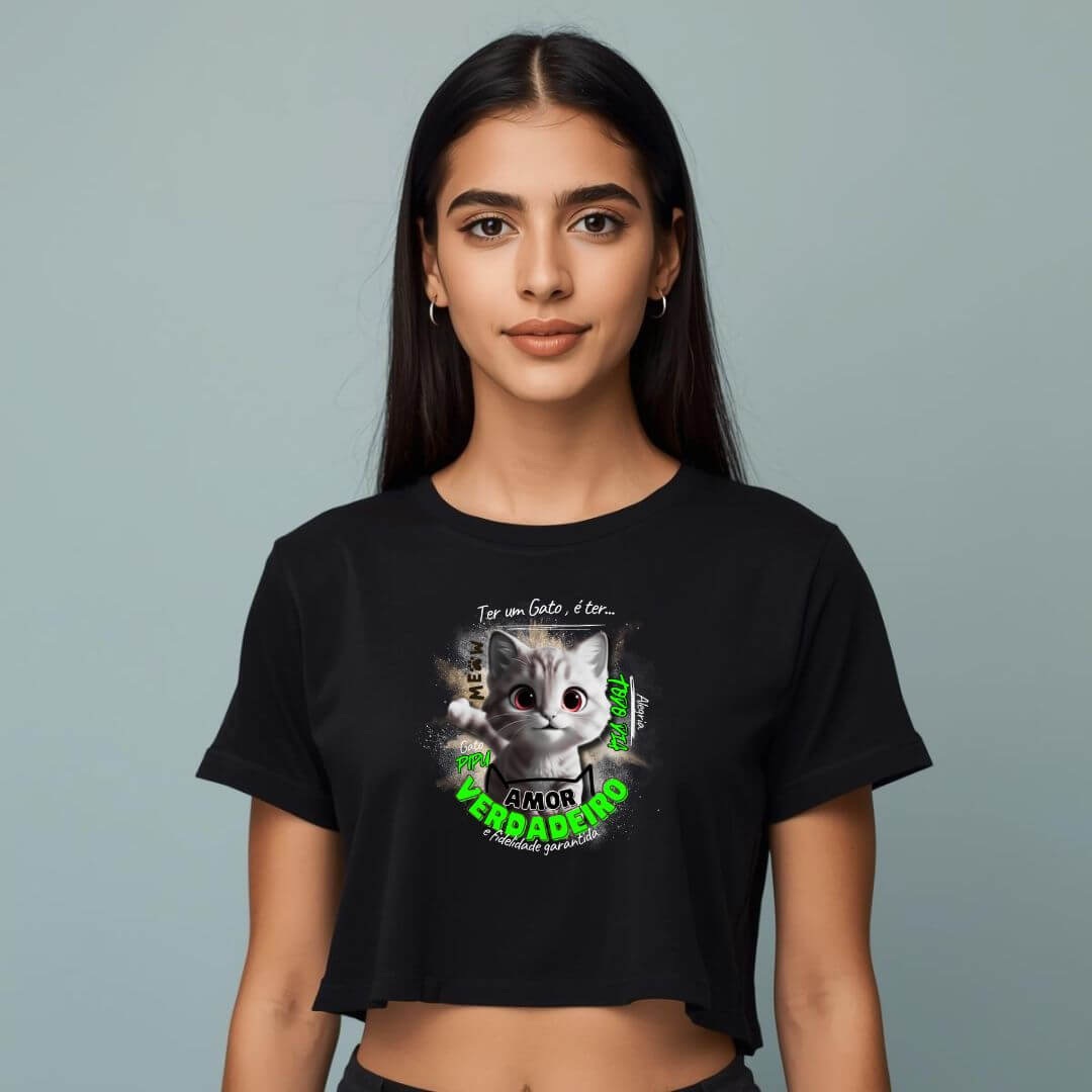 T-Shirt Cropped True Love Cat