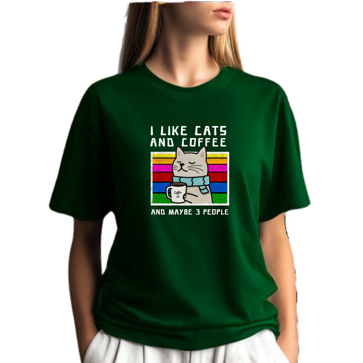Camiseta Verde Bandeira Gato Café - Algodão Confortável