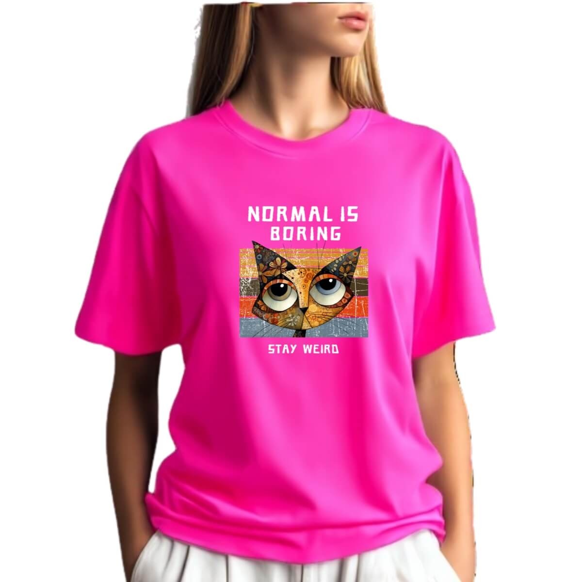 Camiseta Rosa Pink Gato Normal Is Boring - Cat Lover