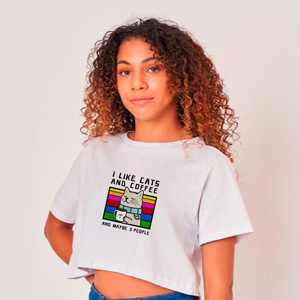 Cropped I Like Cats And Coffee