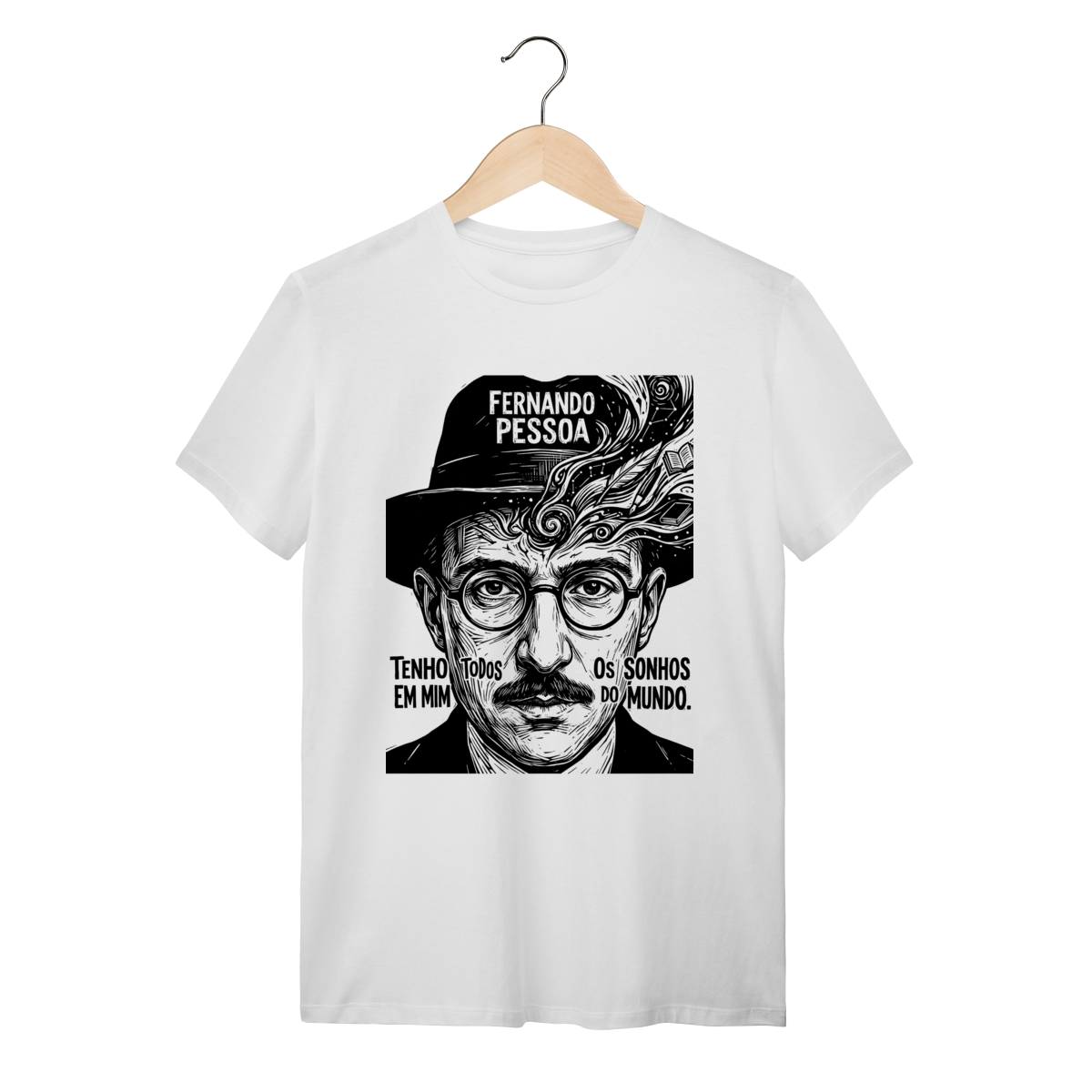 Nome do produto: Camiseta Fernando Pessoa Poesia Algodão Premium