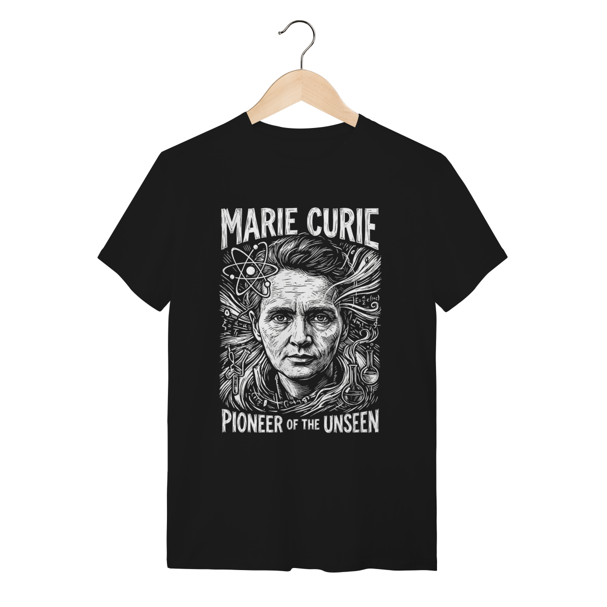 Camiseta Marie Curie Ciência Unissex Algodão Premium