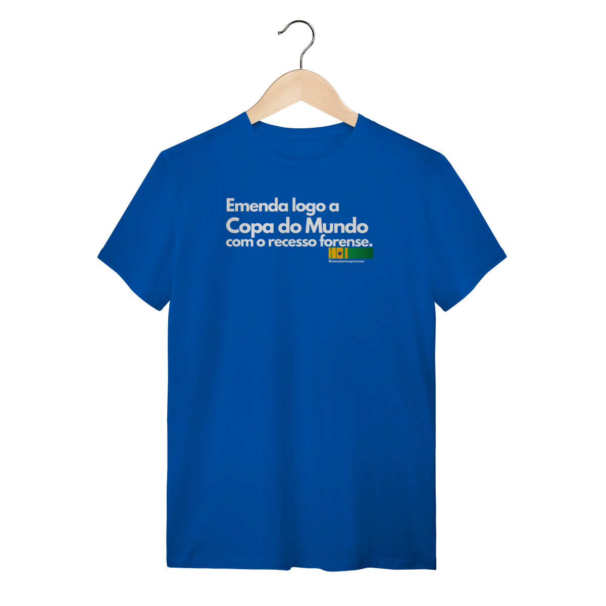 Tshirt emenda logo a copa do mundo com o recesso forense