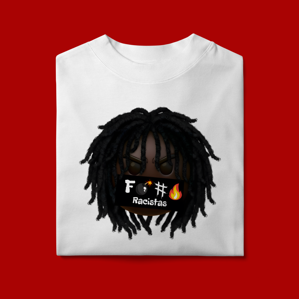 Camiseta Oversized Black Emoji Fogo Nos Racistas