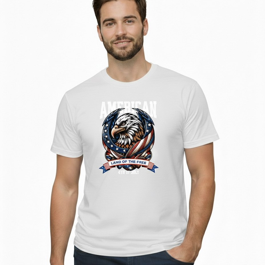 Camiseta American Águia USA 100% Algodão – Estampa Americana Patriótica Premium Unissex