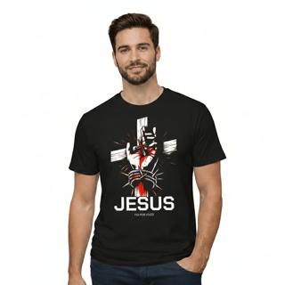 Camiseta T-shirt impressa arte personalizada cruz , moda simples elegante, verão Unissex, 100% algodão fio 30