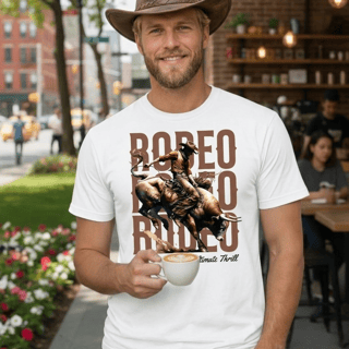 Camiseta Personalizada Rodeio, camiseta de malha 100% algodão, fio 30.1, modelo Unissex