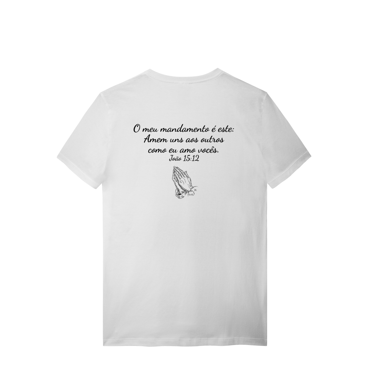 Nome do produto: Camisa branca lisa com frase bíblica
