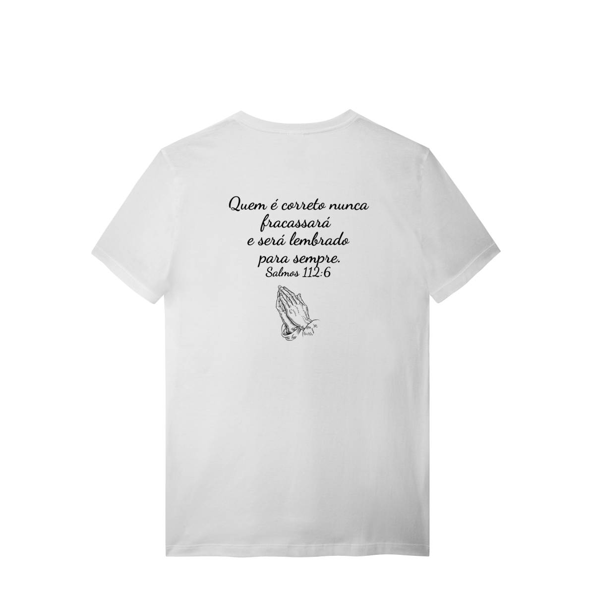 Nome do produto: Camisa branca lisa com frase bíblica