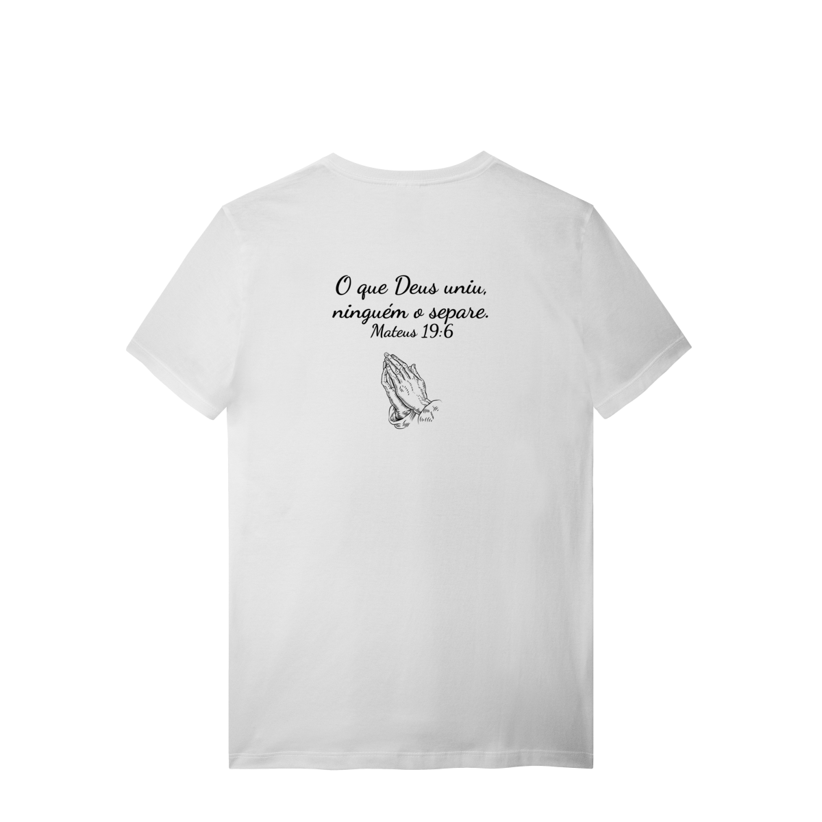 Nome do produto: Camisa branca lisa com frase bíblica