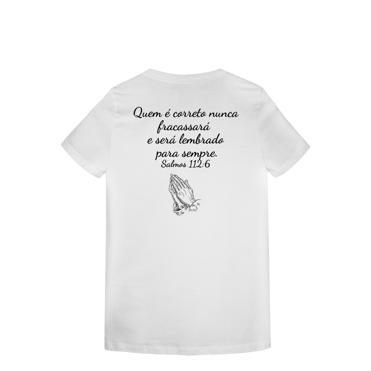 Nome do produto: Camisa branca lisa com frase bíblica