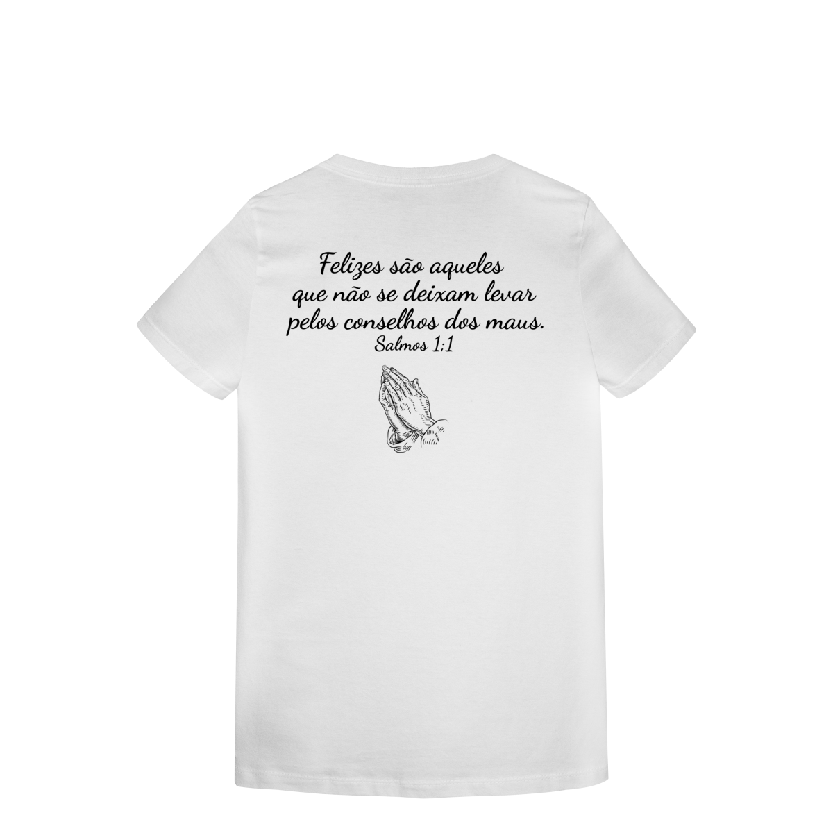 Nome do produto: Camisa branca lisa com frase bíblica