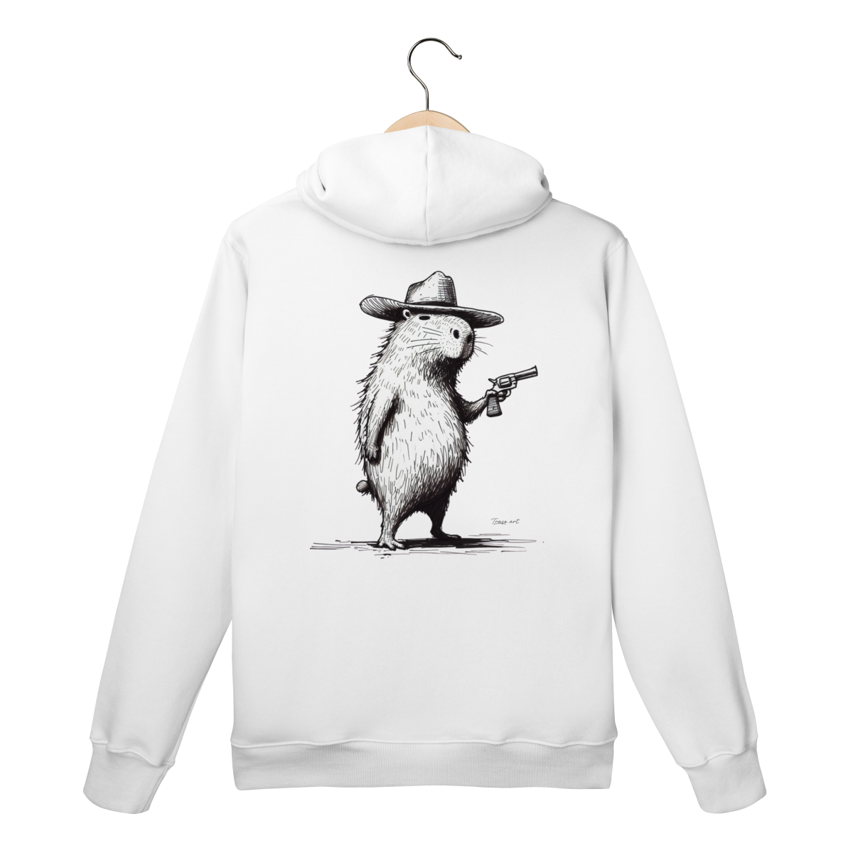 Nome do produto: Moletom canguru - Capivara pistoleira 