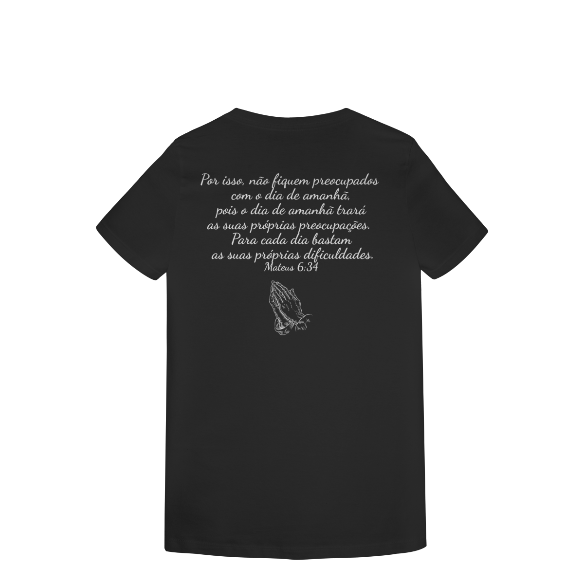 Nome do produto: Camisa lisa com frase bíblica