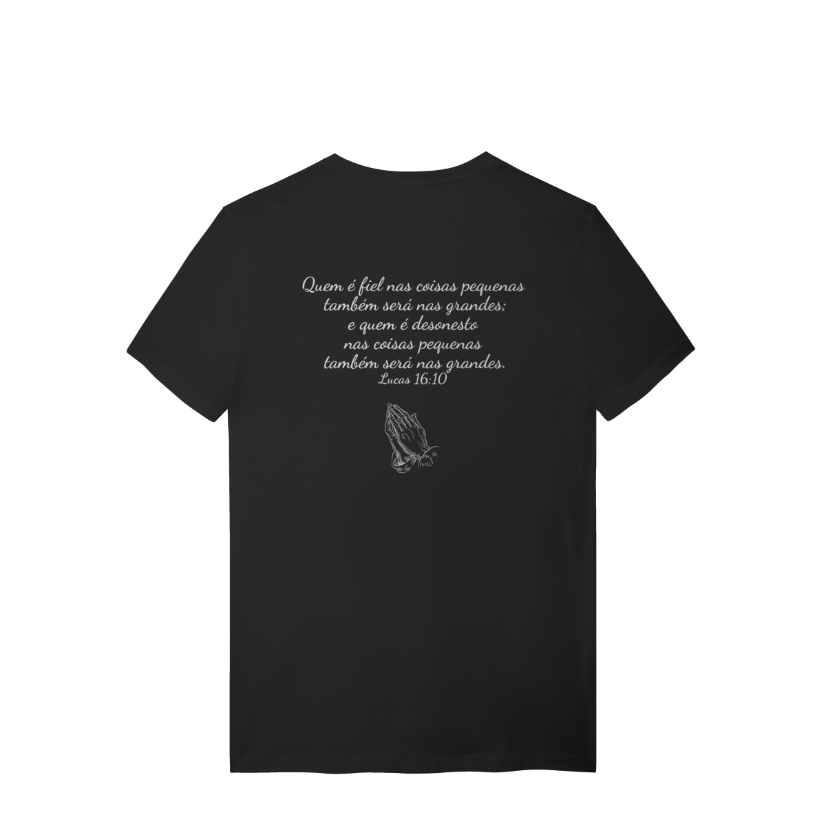 Nome do produto: Camisa lisa com frase bíblica