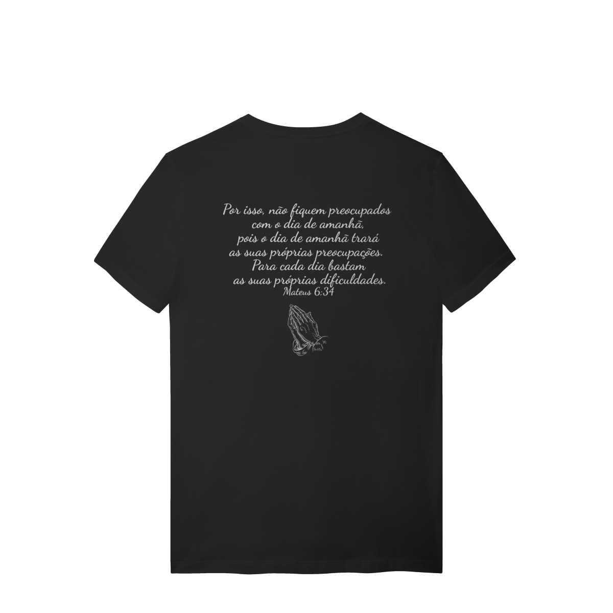 Nome do produto: Camisa lisa com frase bíblica