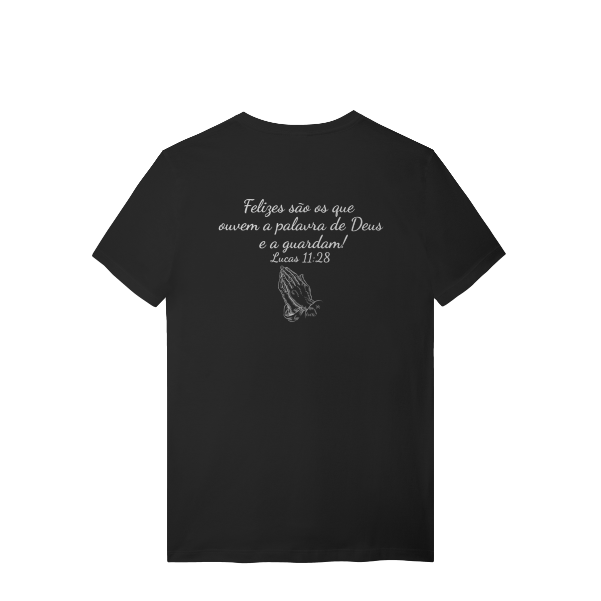 Nome do produto: Camisa lisa com frase bíblica