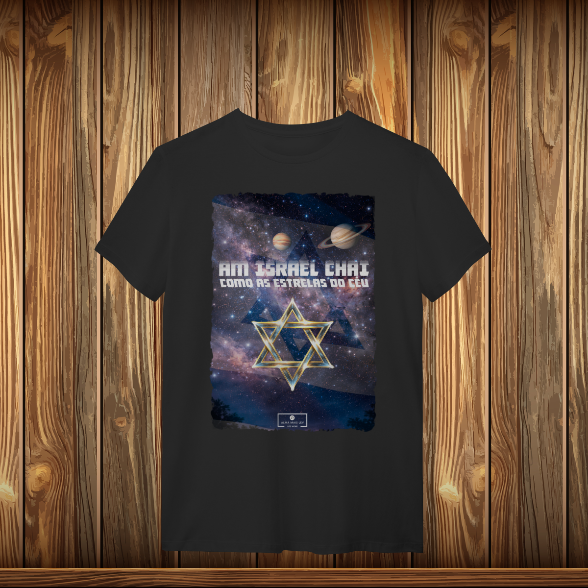 Nome do produto: T-Shirt Quality - AM ISRAEL CHAI - ESTRELAS