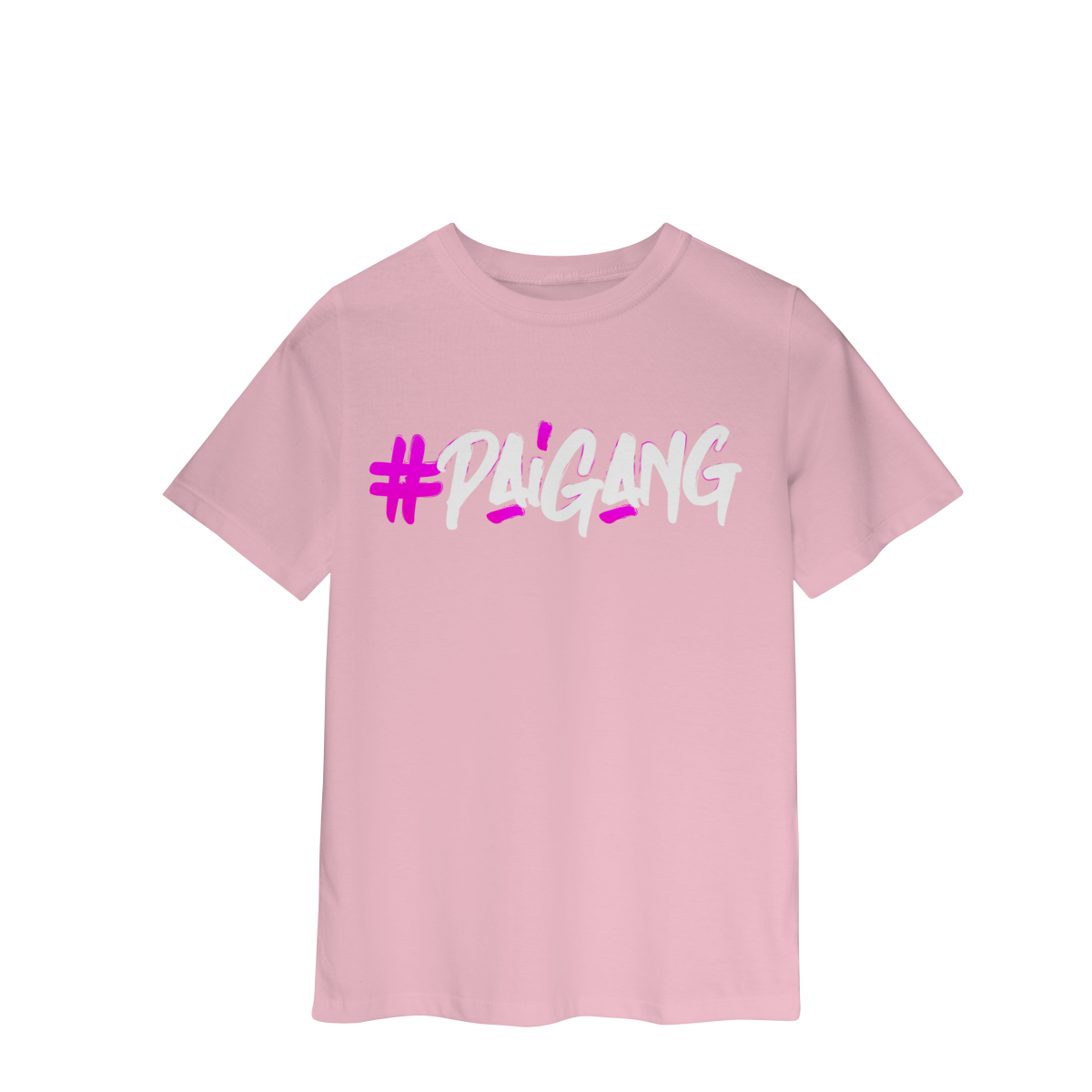 Camiseta #Paigang INFANTIL - Logo Branca e Rosa - Várias Cores