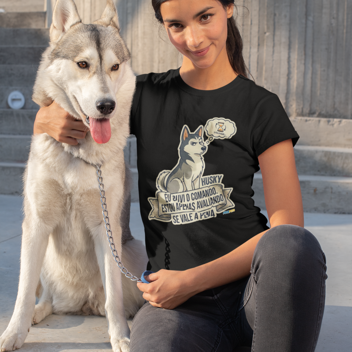 Camiseta feminina Husky #stickerpaws