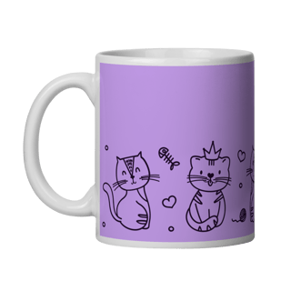 Caneca Gatos Felizes - Porcelana Premium