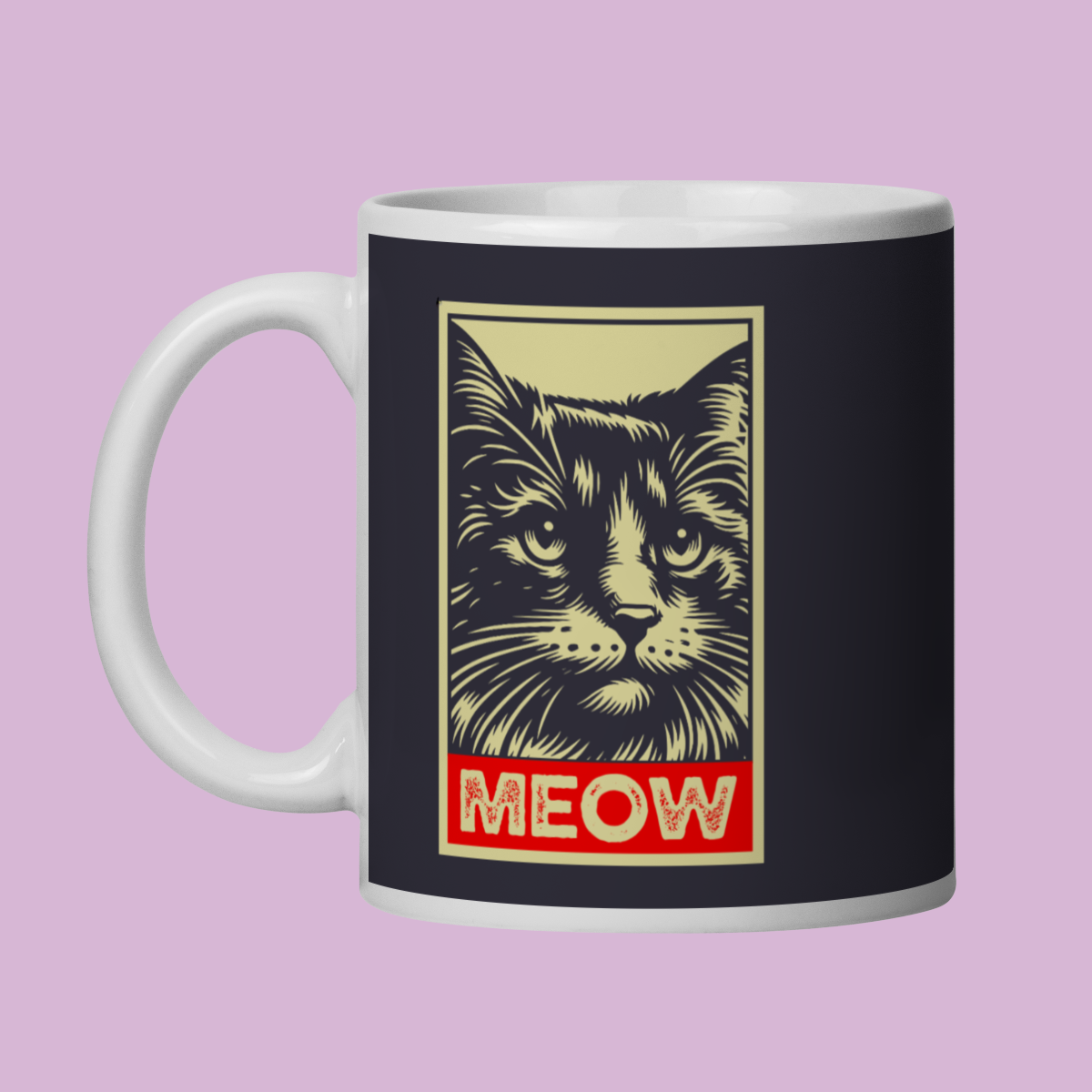 Caneca MEOW Obey Style - Porcelana Premium