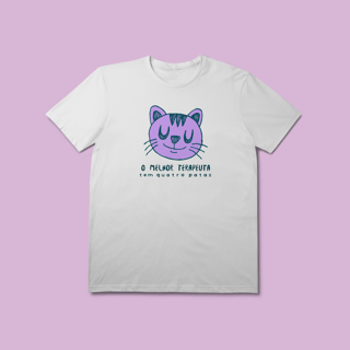Camiseta Premium Terapia Quatro Patas Gatos - 100% Algodão