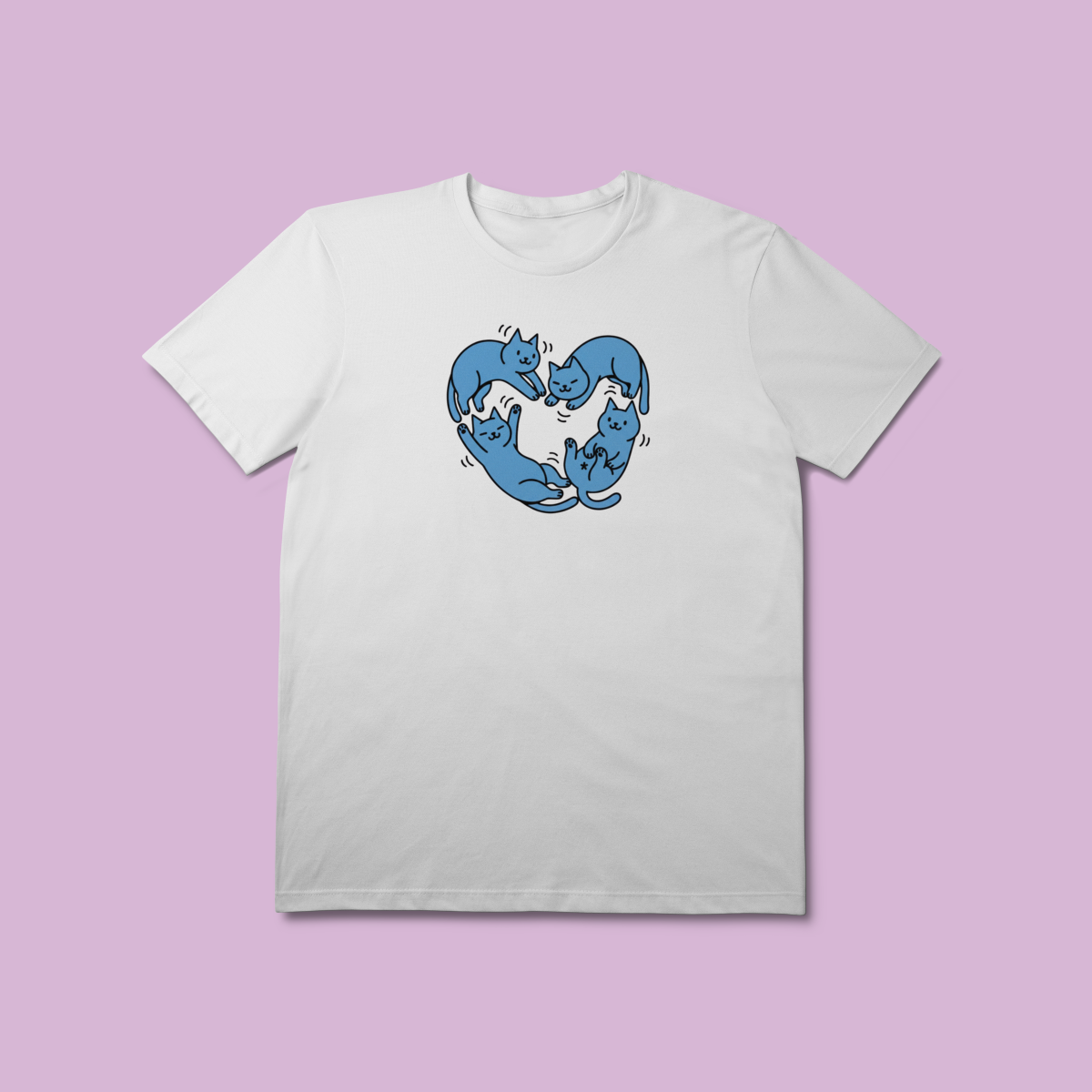 Nome do produto: Camiseta Coração Gatos - 100% Algodão