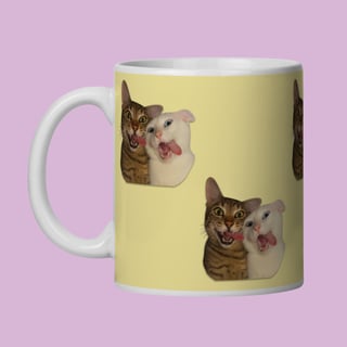 Caneca Gatinhos Engraçados - Porcelana 325ml